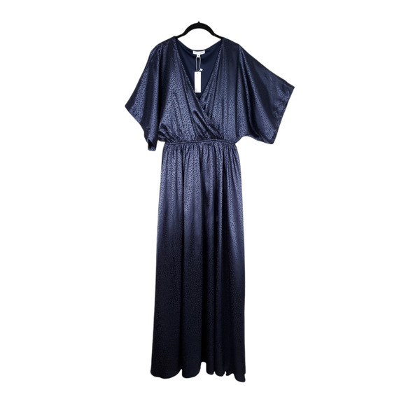 Baltic Born Savannah Print Kimono Faux Wrap Maxi Dress V Neck Navy M - Picture 2 of 12